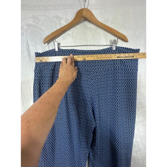 J Jill Wearever Pull On Pants 4X Blue Print Wide Full Leg Smooth Fit Ponte - Picture 4 of 8